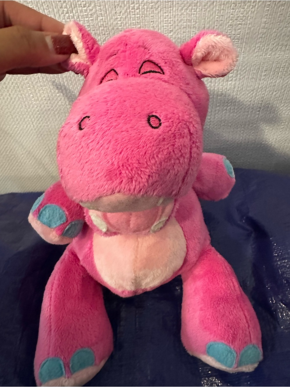 Nuby Tickle Toes Pink Hippo Plush Stuffed Animal Toy Lovey Working 2008 Retired